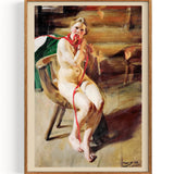 Nude braiding her hair (1860-1920)